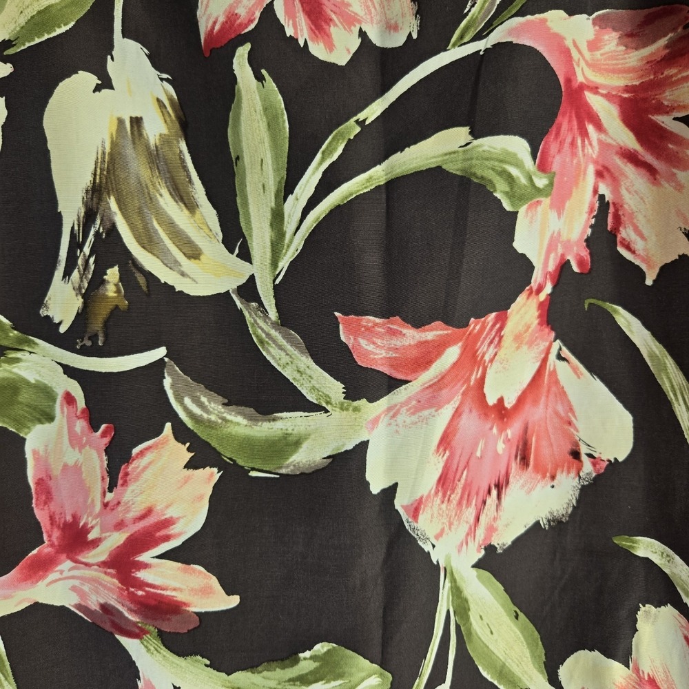 Vintage Talbots Silk Blend Skirt Womens 8 Brown Floral Watercolor Office Fairy - Picture 2 of 6